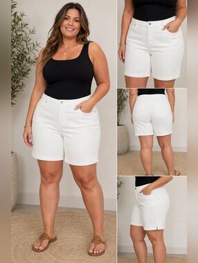 Gloria Vanderbilt Amanda Bermuda Shorts White Size 16 Slimming Stretch Summer